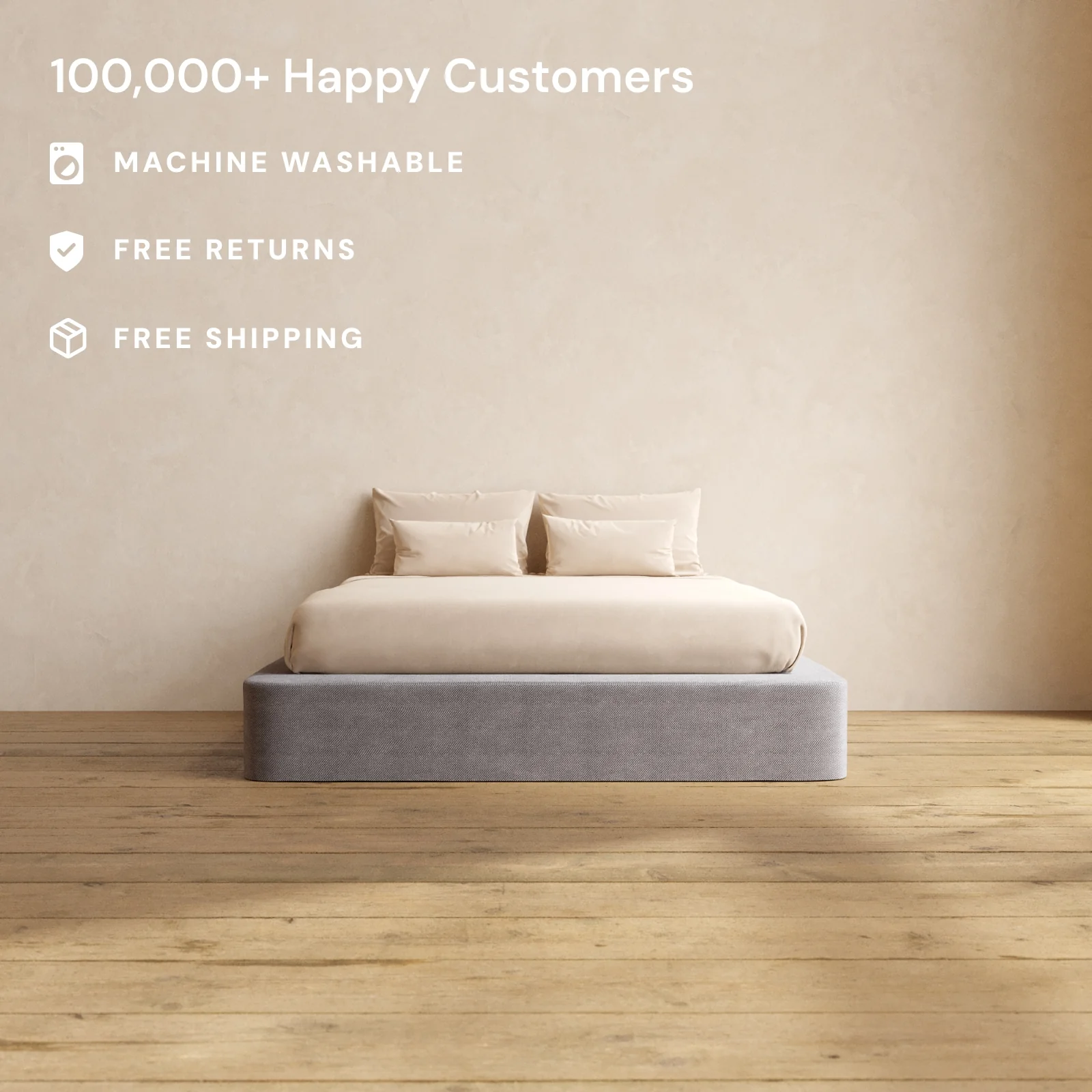 Slipcover Only - Queen Upholstered Platform Bed | Plush Weave in Ash - Image 2