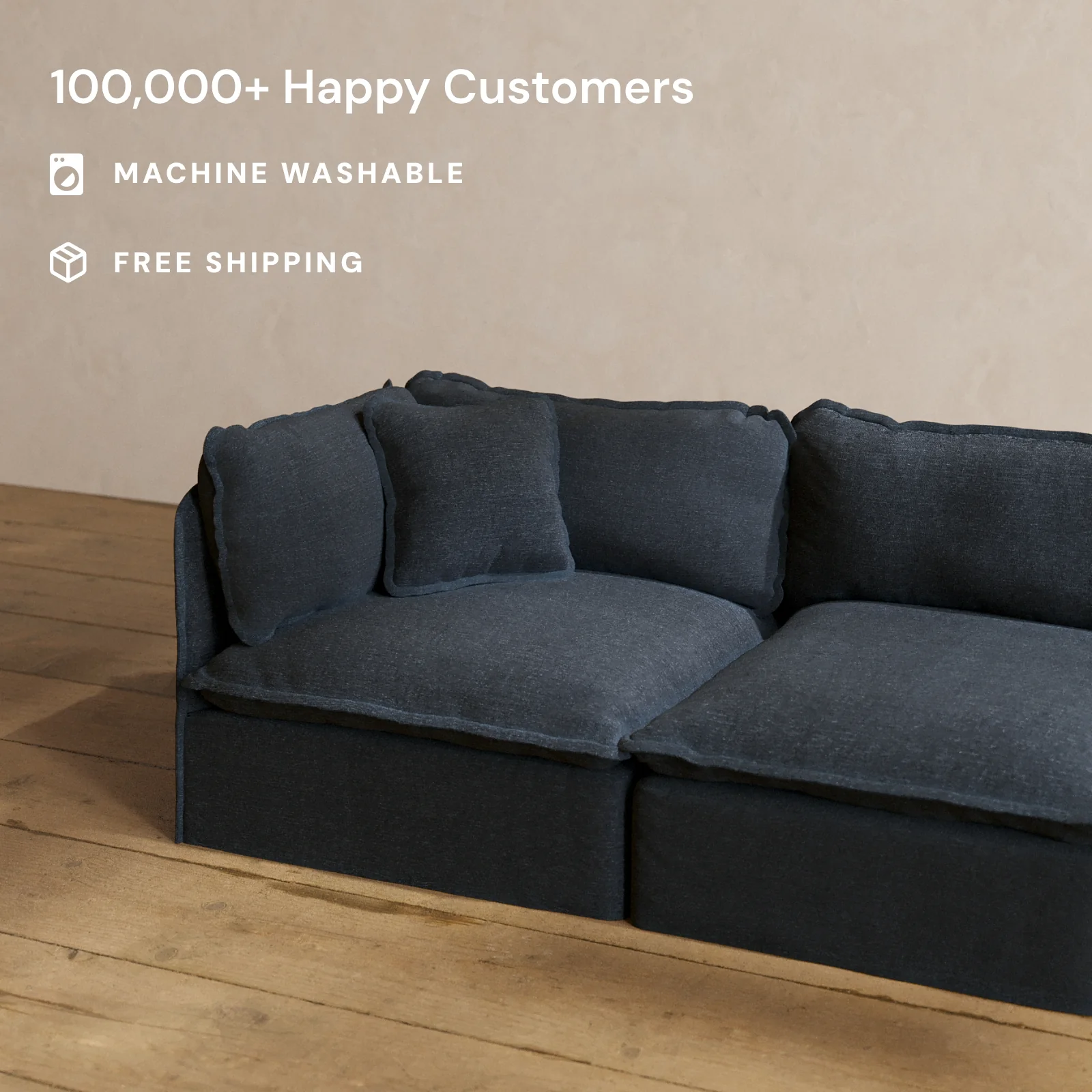 Square Performance Accent Pillow 16 x 16 | Blended Weave in Indigo - Image 2