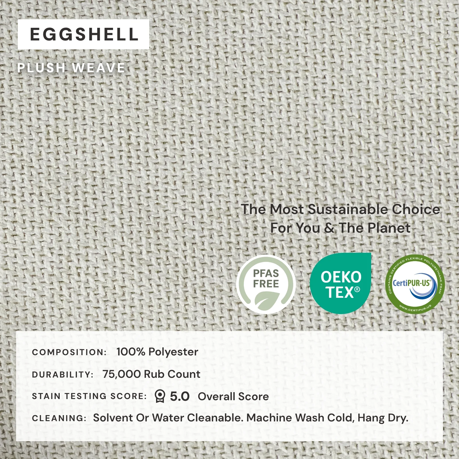 Square Performance Accent Pillow 16 x 16 | Plush Weave in Eggshell - Image 4