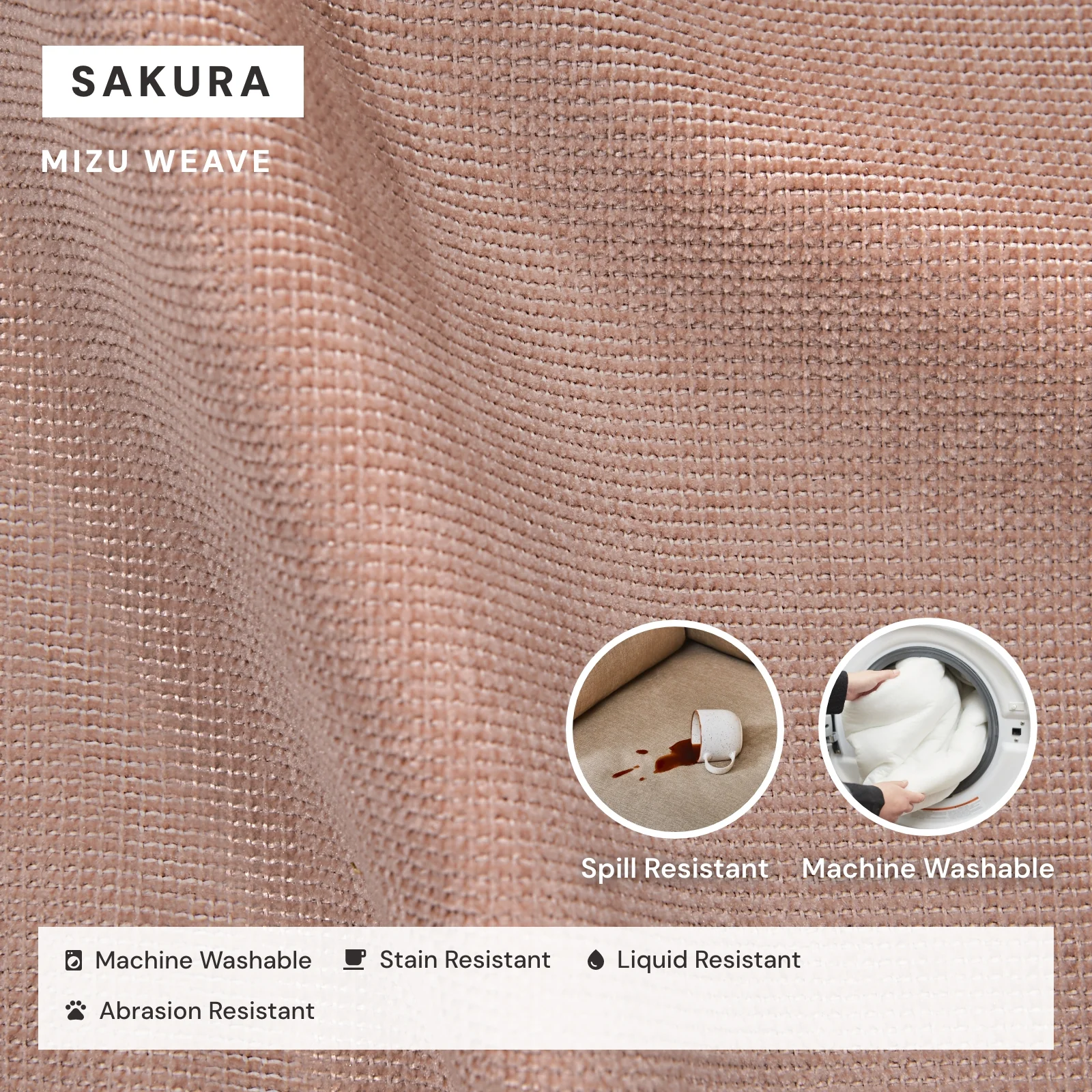 Square Performance Accent Pillow 16 x 16 in Sakura - Image 3