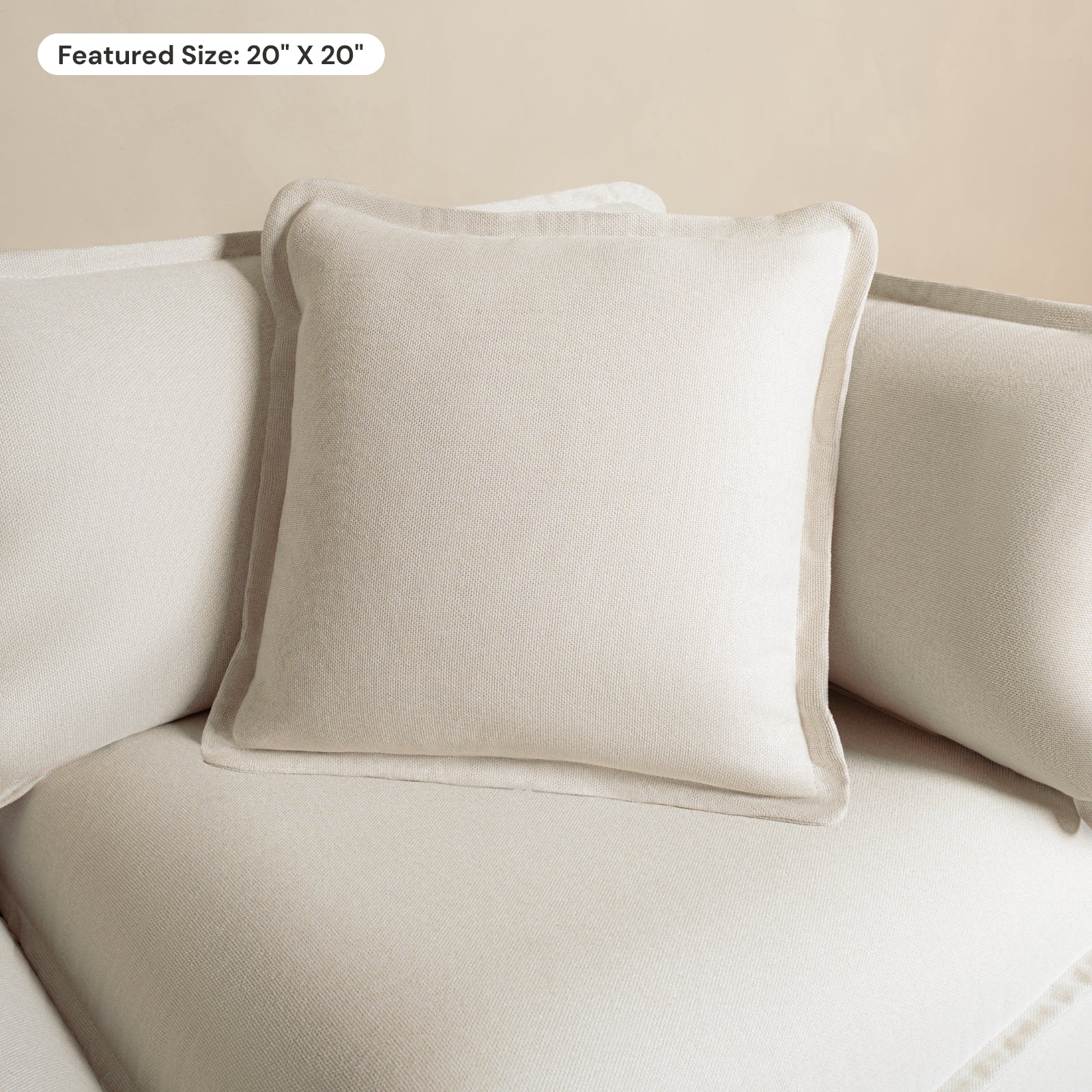 Square Performance Accent Pillow 18 x 18 | Blended Weave in Oat - Image 7