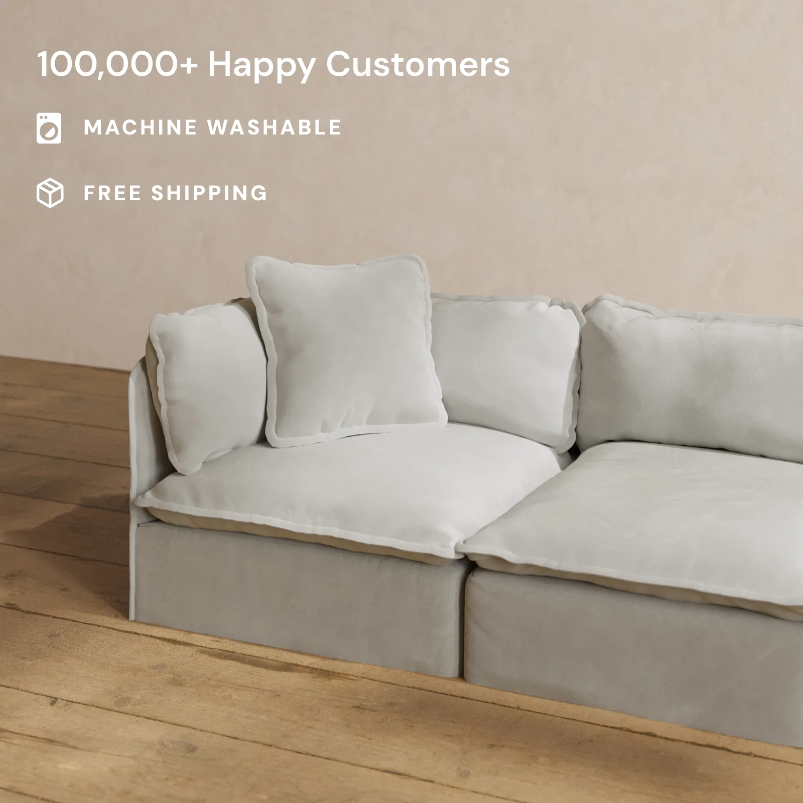 Square Performance Accent Pillow 20 x 20 | Plush Weave in Cloud - Image 2