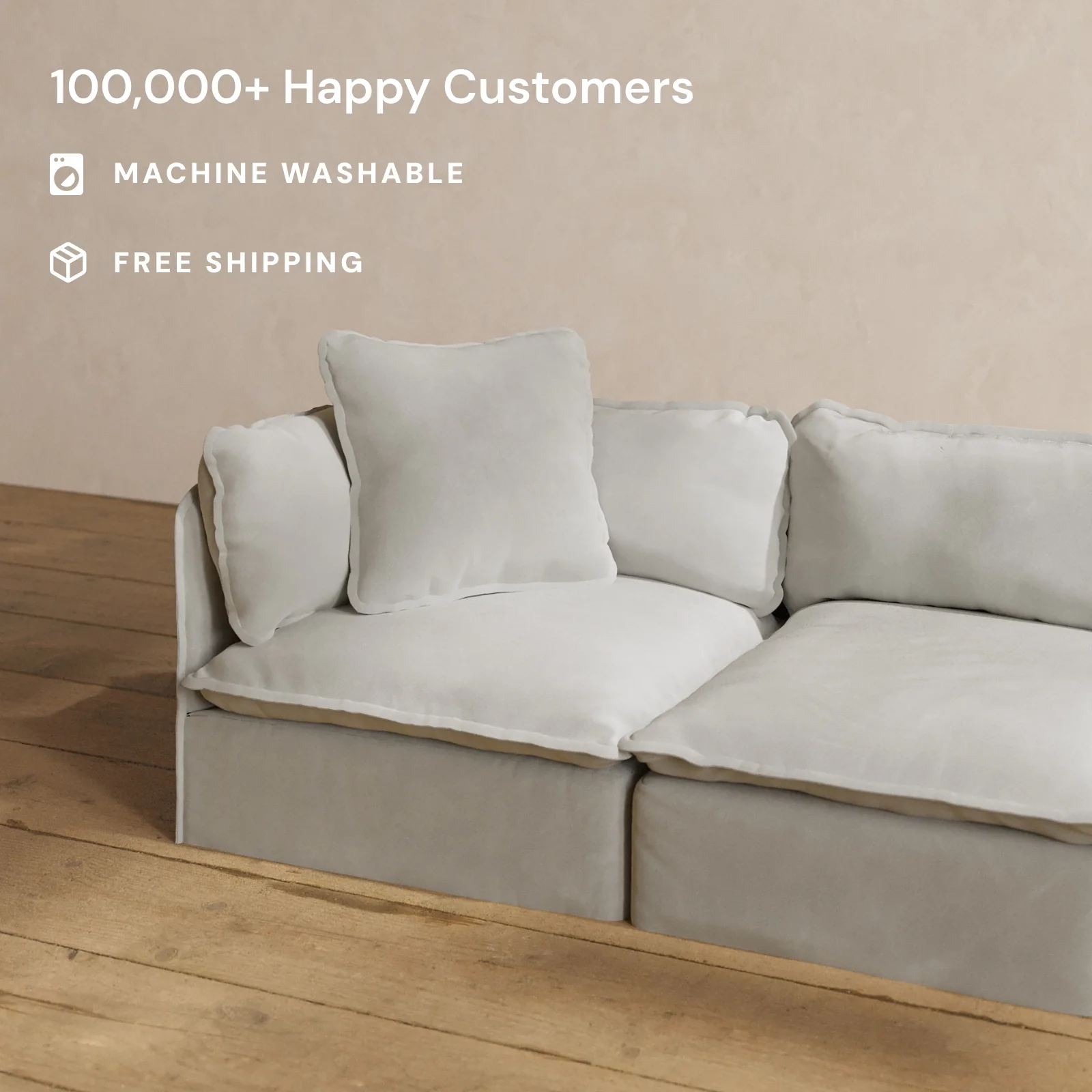 Square Performance Accent Pillow 22 x 22 | Plush Weave in Cloud - Image 2