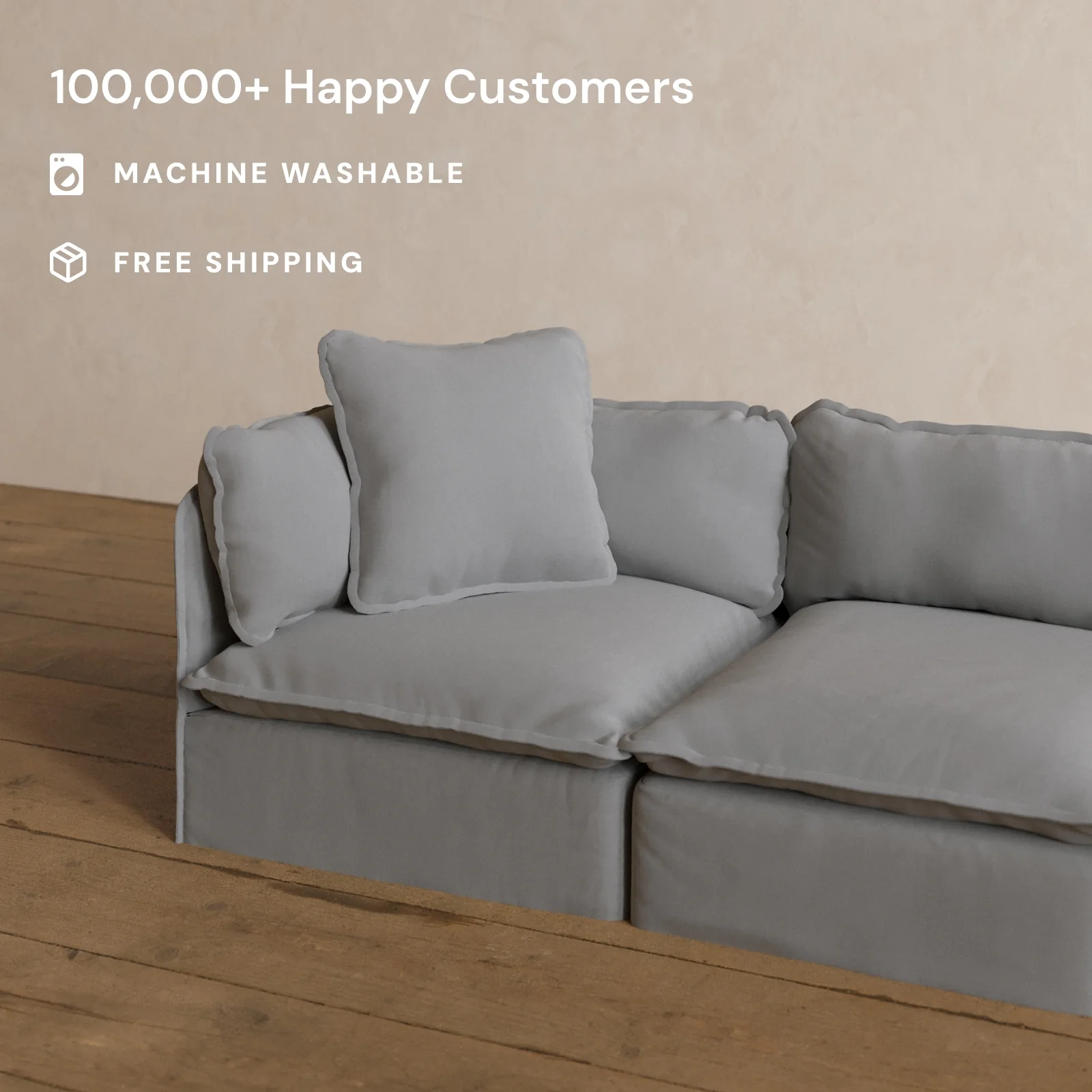 Square Performance Accent Pillow 22 x 22 in Pumice - Image 2