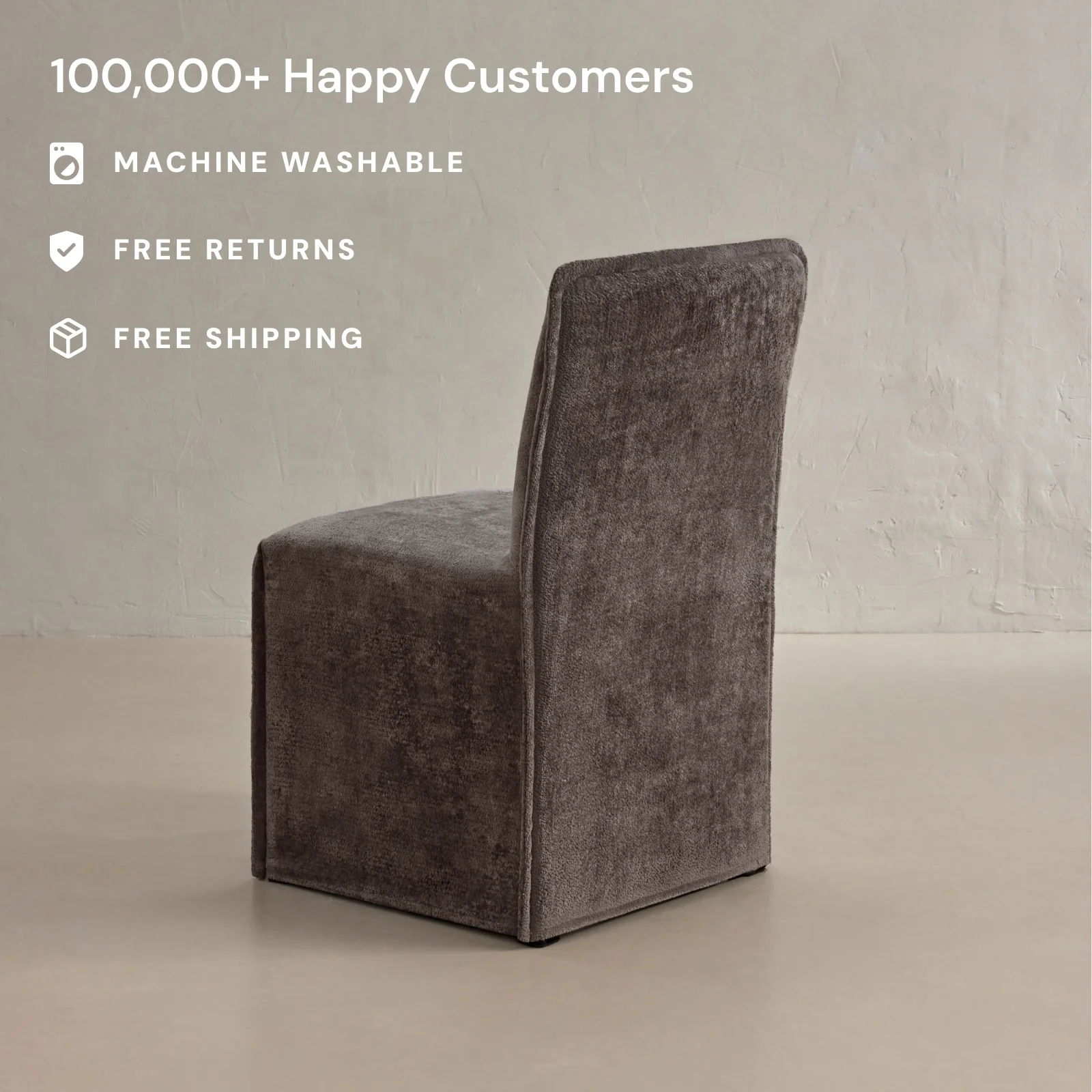 Washable Upholstered Dining Chair | 15" Back Height in Caviar - Image 2