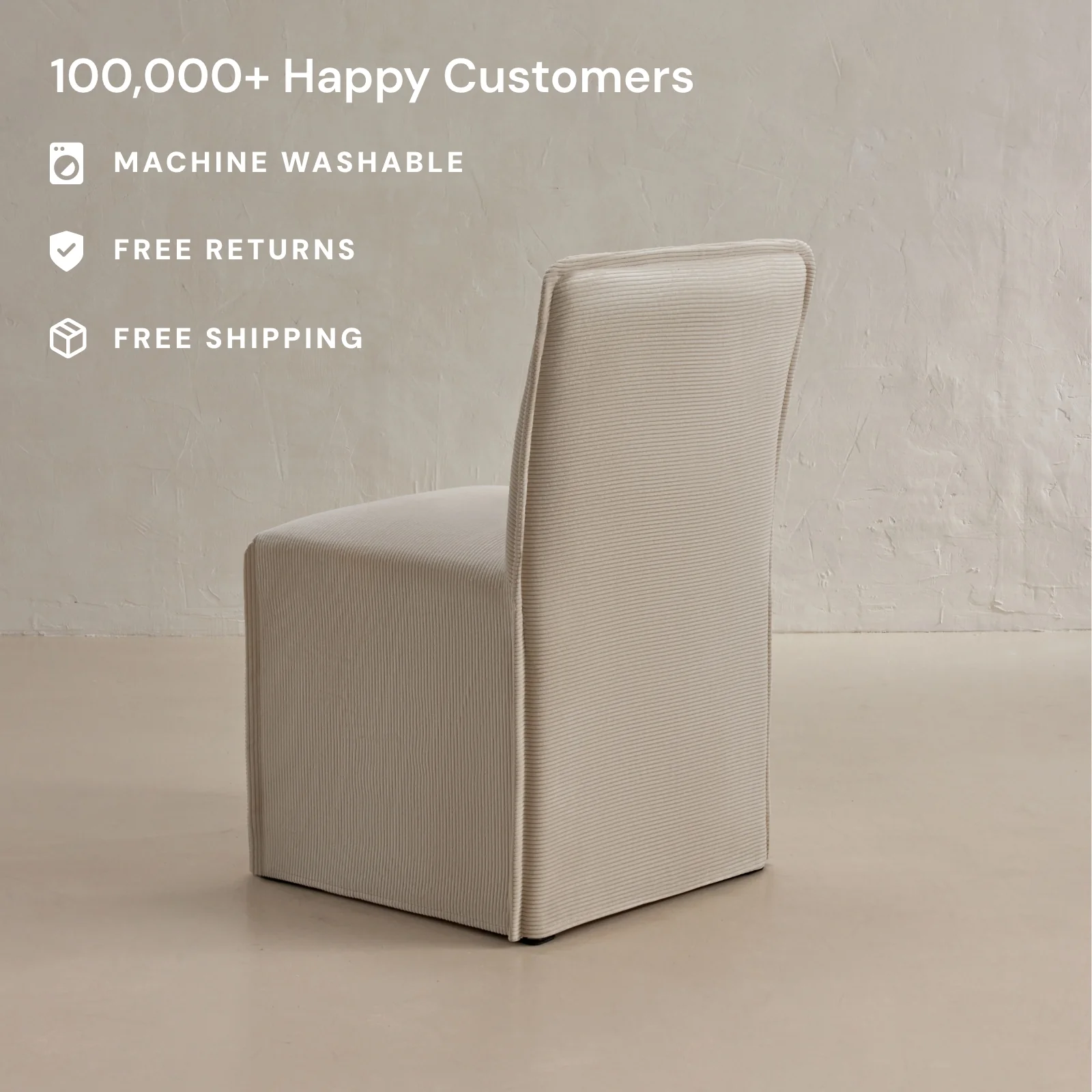 Washable Upholstered Dining Chair | 15" Back Height in Milk - Image 2