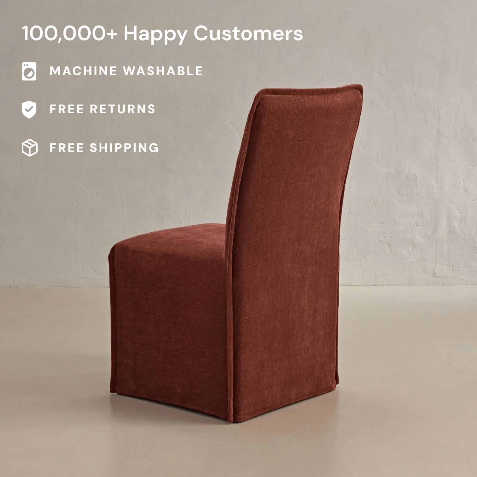 Washable Upholstered Dining Chair | 19” Back Height in Rust (Set of 2) - Image 2