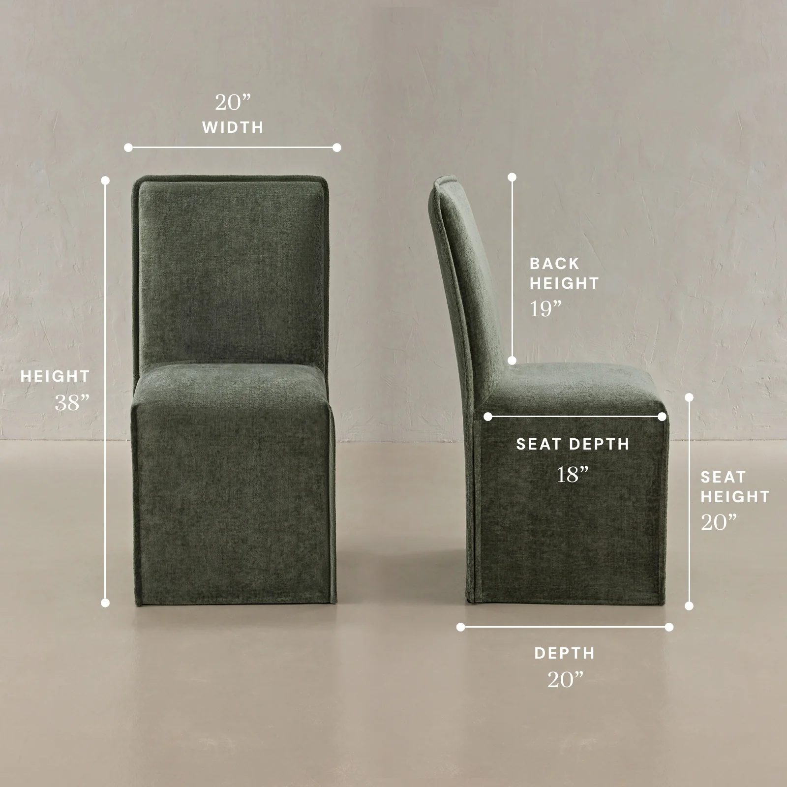 Washable Upholstered Dining Chair | 19” Back Height in Willow (Set of 2) - Image 5